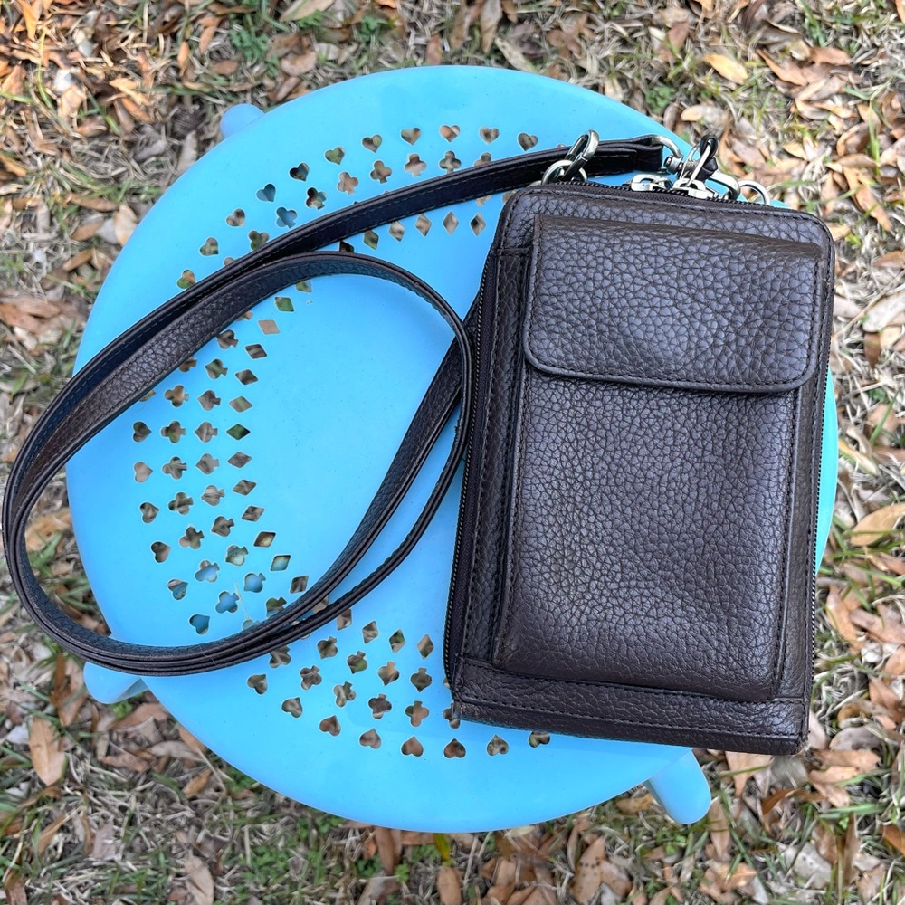 Brown Leather Crossbody Wallet - Eddie Bauer